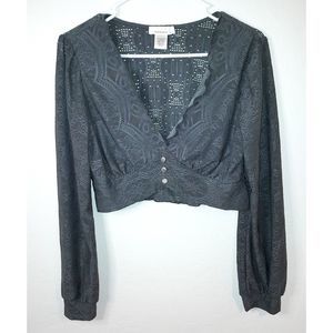 URBAN Romantic Lace Crop Top Plunge Neck Line Large